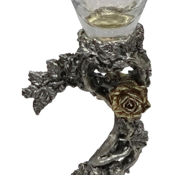 NIB Fellowship Foundry Pewter &  Glass Champagne Flutes SET OF 2 - Picture 10 of 10